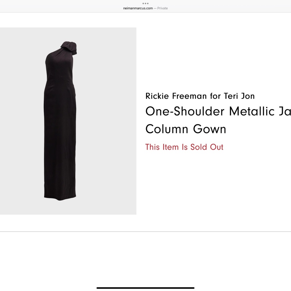 Ricki Freeman for Teri Jon  One-Shoulder Jacquard Column Gown
